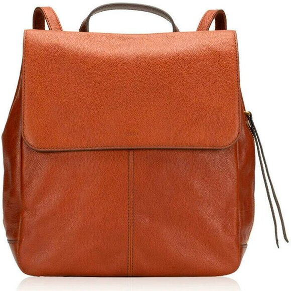 S NWB Fossil Claire Brandy Leather Backpack SHB1932213 Brown $195 main image 4